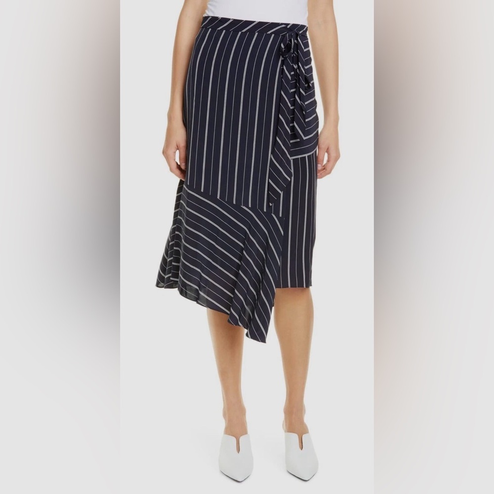Joie Lundyn‎ Striped Wrap Assymetric Midi Skirt Size 8